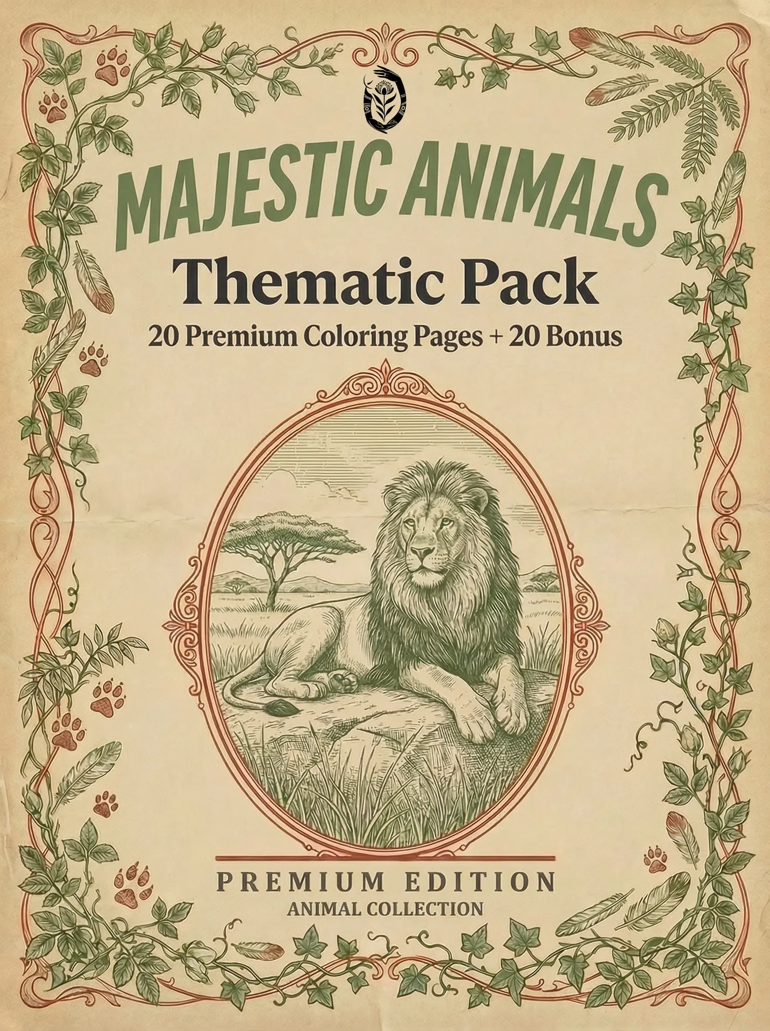 Majestic Animals adult coloring book pack cover